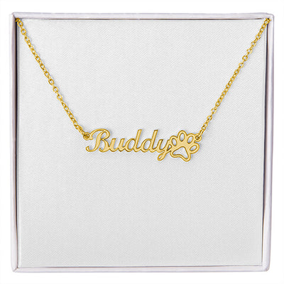 Classic Paw Print Name Necklace